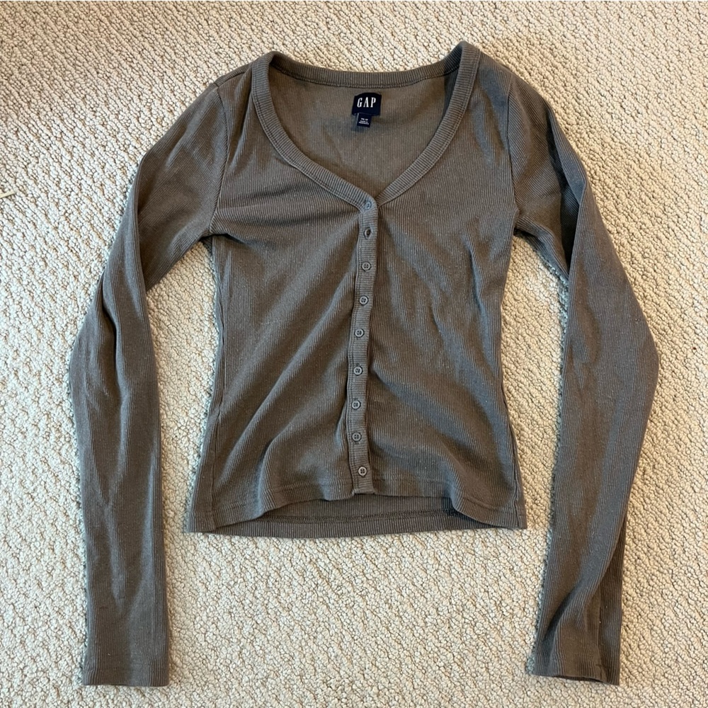 gap fitted rib cardigan